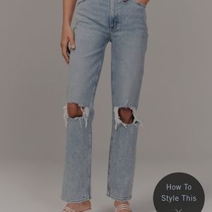 Abercrombie and fitch the 90's straight ultra high rise distressed jeans